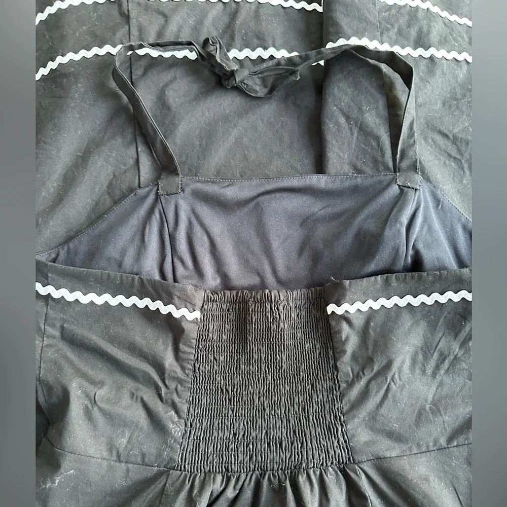 Cynthia Rowley Black Cotton Halter Sundress Circle Skirt RickRack Whimsigoth ~ M - Picture 10 of 15